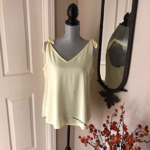 Ann Taylor Light Yellow Shoulder Tie Top